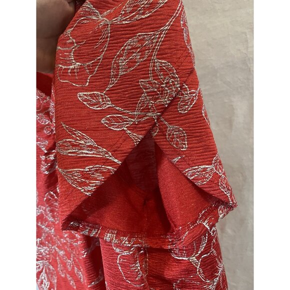 LuLaRoe Elegant Women’s 2XL Red And Silver Floral Blouse Short Sleeve - Picture 4 of 8
